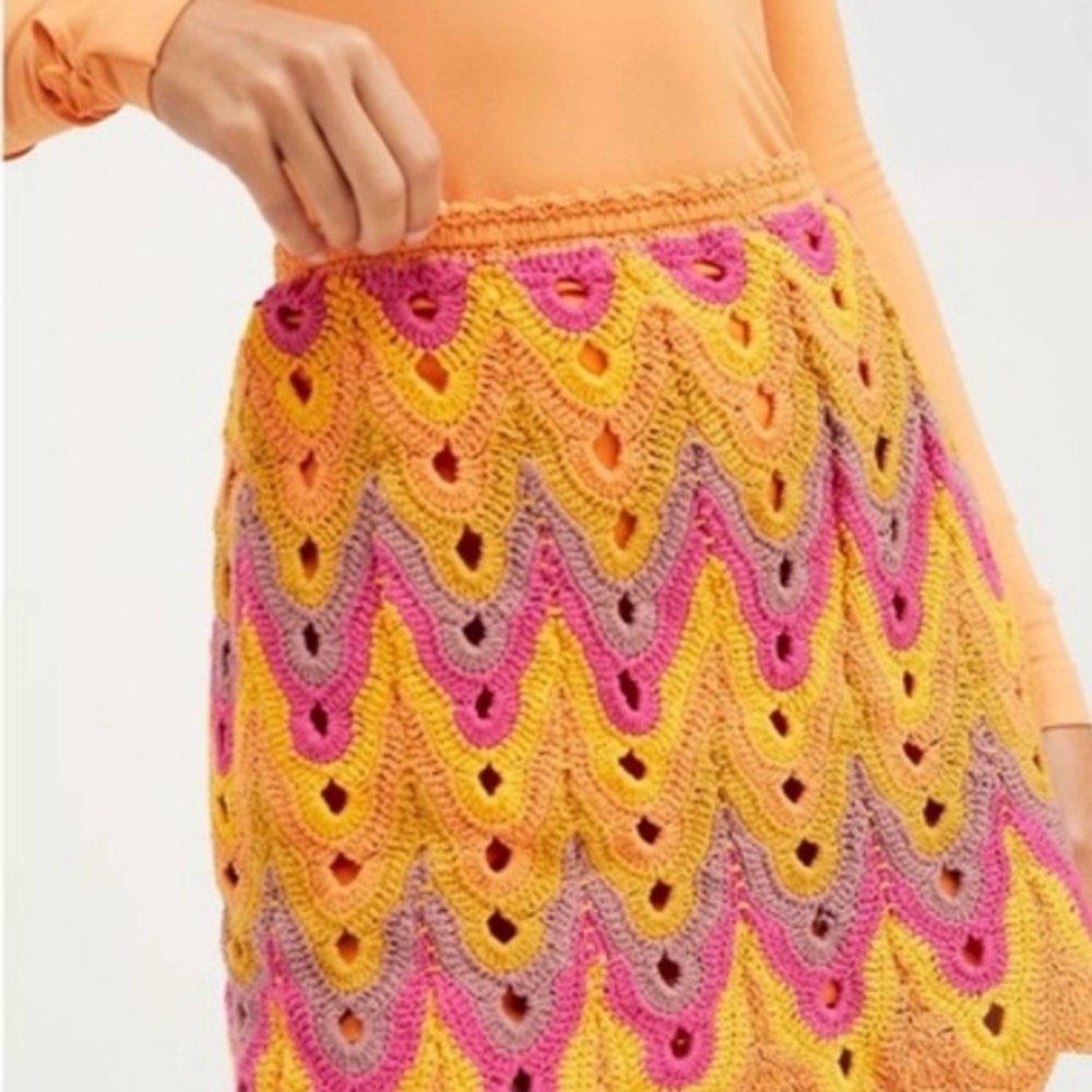 NWOT Free People Heat Of The Moment Crochet Skirt